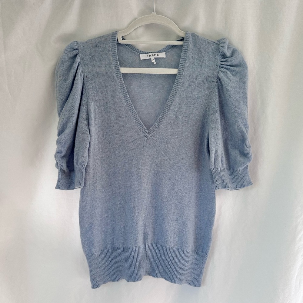 Frame Frankie Recycled Cashmere & Wool Puff-Sleeve Sweater
